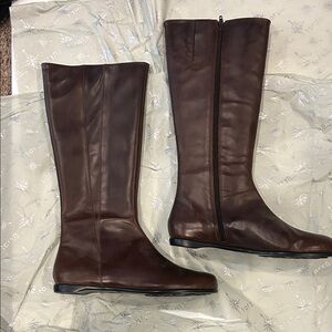 Taryn Rose Chocolate Brown Polished Leather Flats